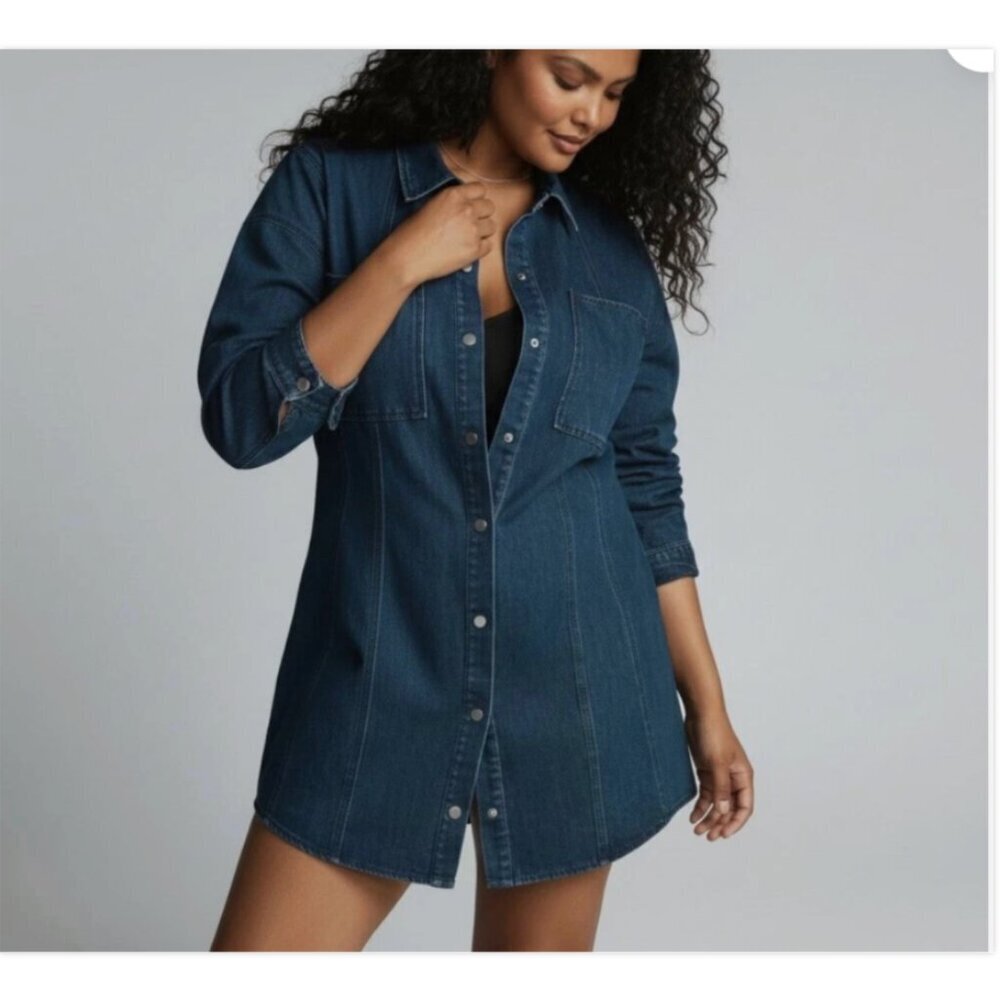Mare Mare Denim Dress NWT Size XS Dark Wash Snap Front Western Festival